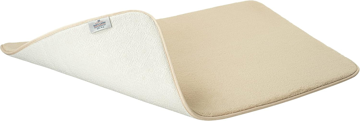 American Soft Linen 21x32 Fluffy Foamed Slip Reducer Bath Rug, Machine Washable Area Bath Mat Rugs for Bathroom, Beige