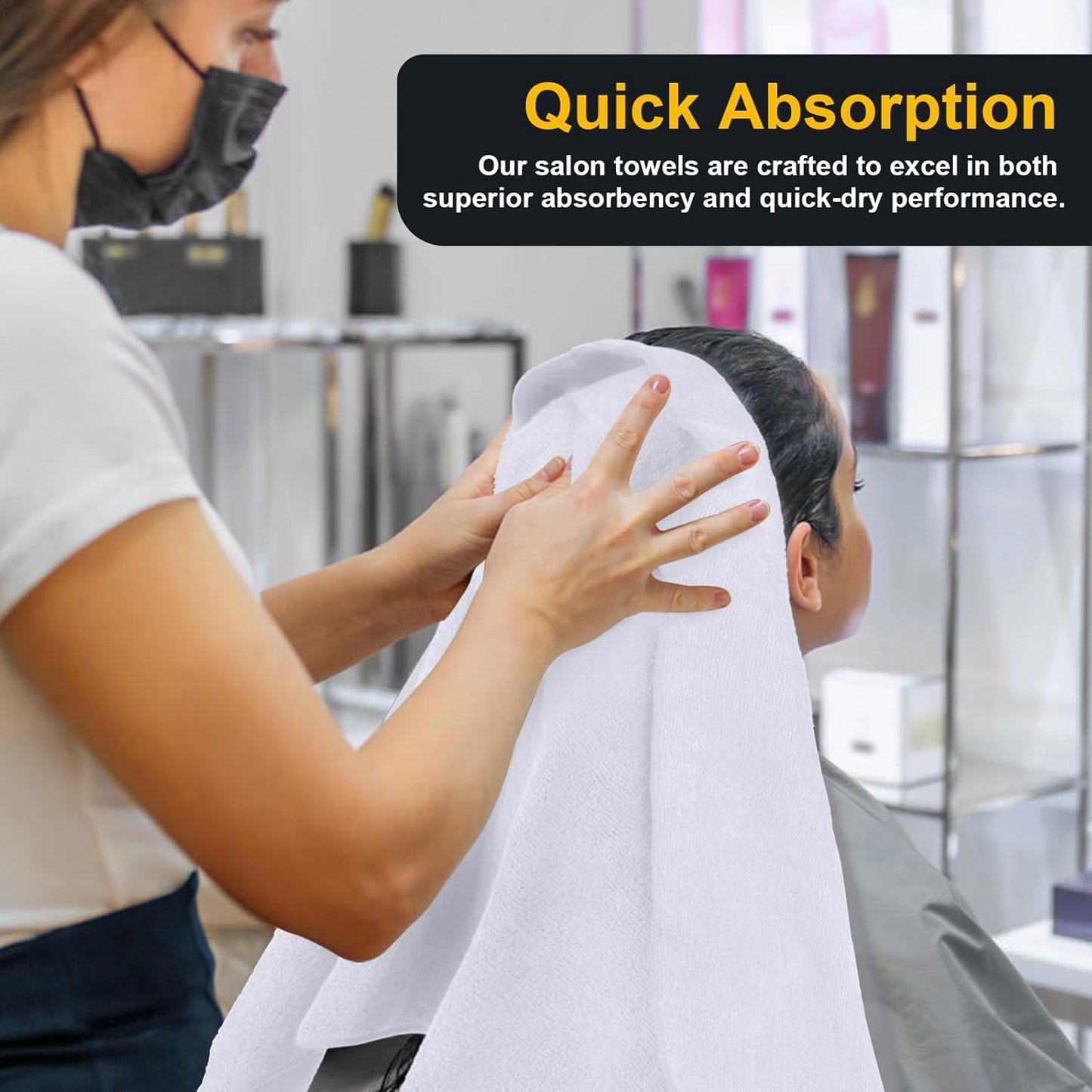 Salon Towels 24 Pack, Super Soft Microfiber Hand Towel, Highly Absorbent Hair-Drying Cloth for Gym, Bath, Spa Use and Home Beauty Care - White (16x29 inch)