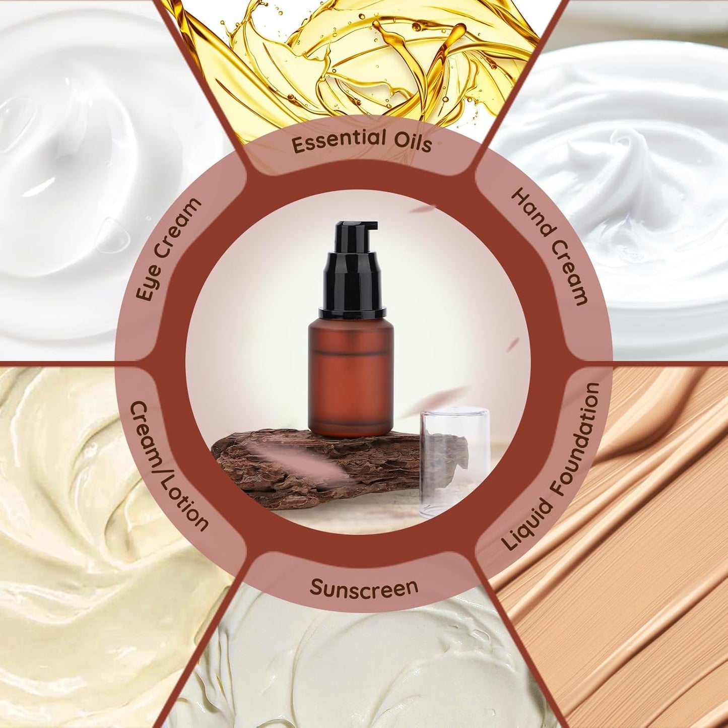 Segbeauty 1oz Frosted Glass Travel Pump Bottle, 5pcs 30ml Travel Bottles for Toiletries, Refillable Cosmetic Containers for Women, Empty Red Lotion Dispenser with Pump, Leak Proof Makeup Dispenser