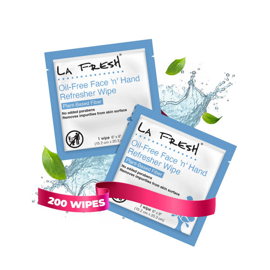 La Fresh Oil-Free Face ‘N’ Hand Refresher Wipes, Made With Natural Japanese Yuzu Scent, Pack of 200 Individually Wrapped Cleansing Wipes, Travel Essentials