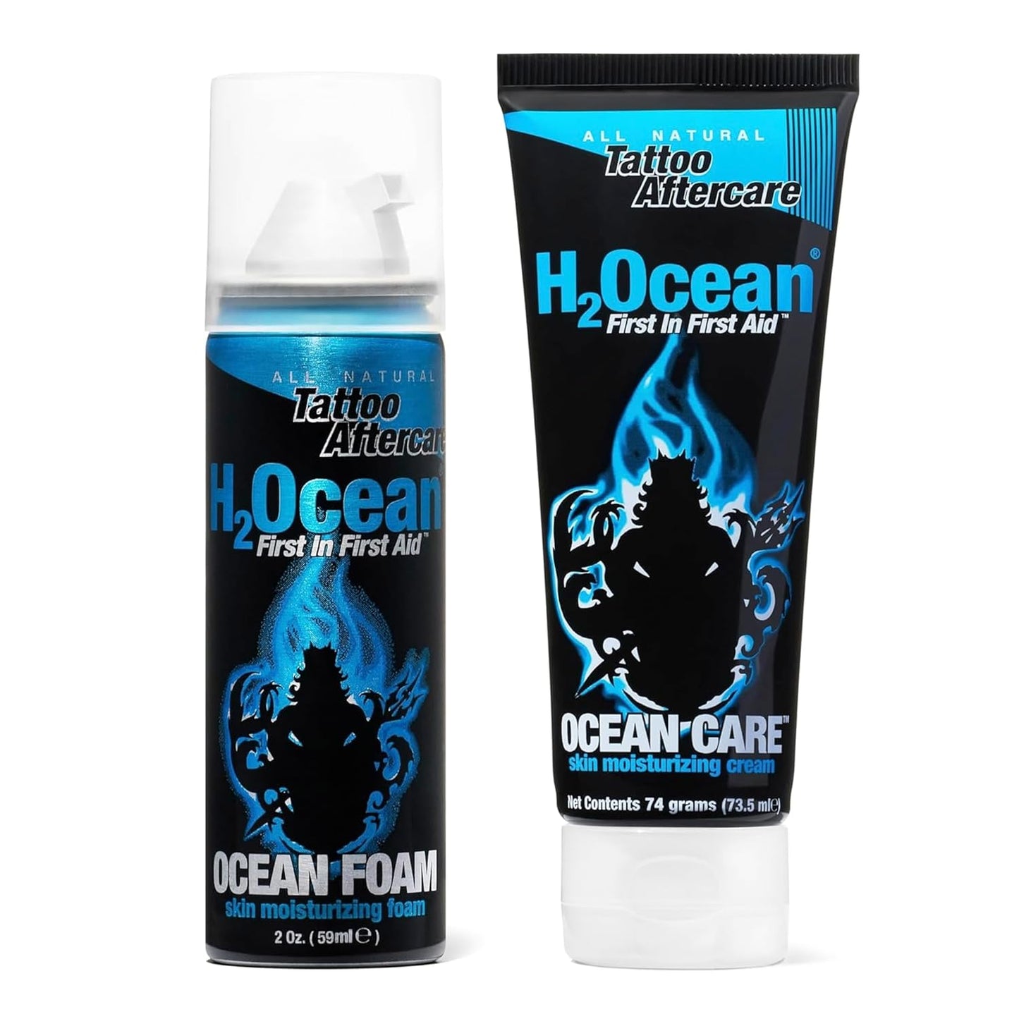 H2Ocean Ocean Care Tattoo Aftercare Lotion 2.5oz + Ocean Foam Tattoo Aftercare 2oz
