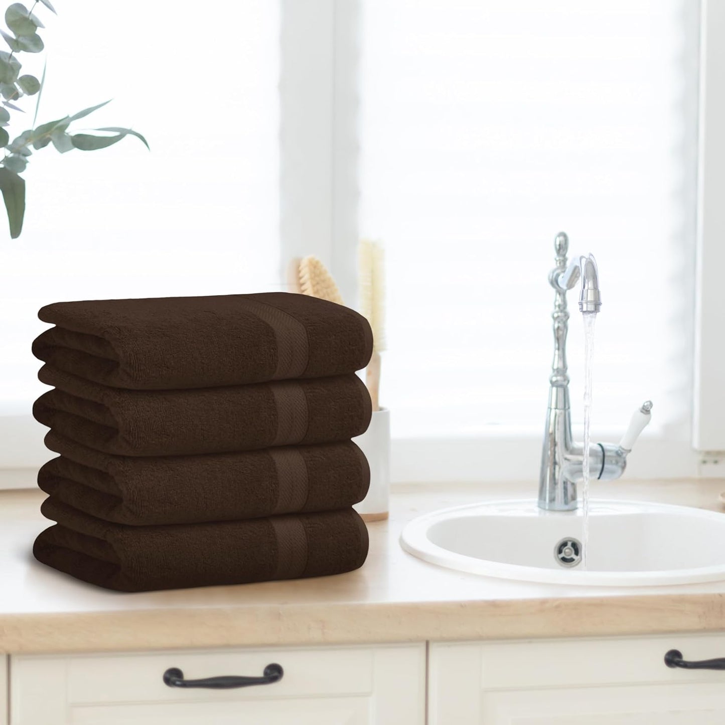 Avalon Towels Brown Bath Towels Set of 4 pcs (27x54 inches), 100% Cotton Towel Absorbent and Quick Dry Brown Towels for Bathroom, Super Soft and Perfect for Daily Use