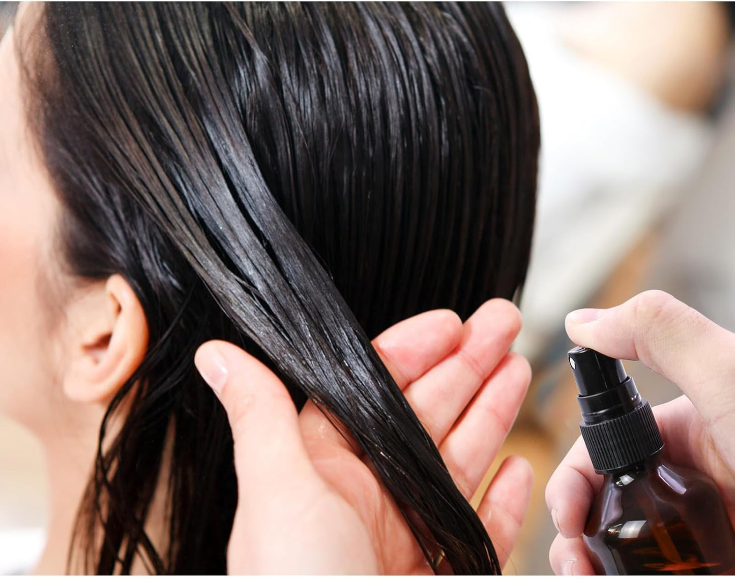 TRENDBOX 24 Pack 3.4oz Amber Spray Bottles, Small Fine Mist Mister Plastic Travel Bottles, Empty Bottles Set for Essential Oils Hair