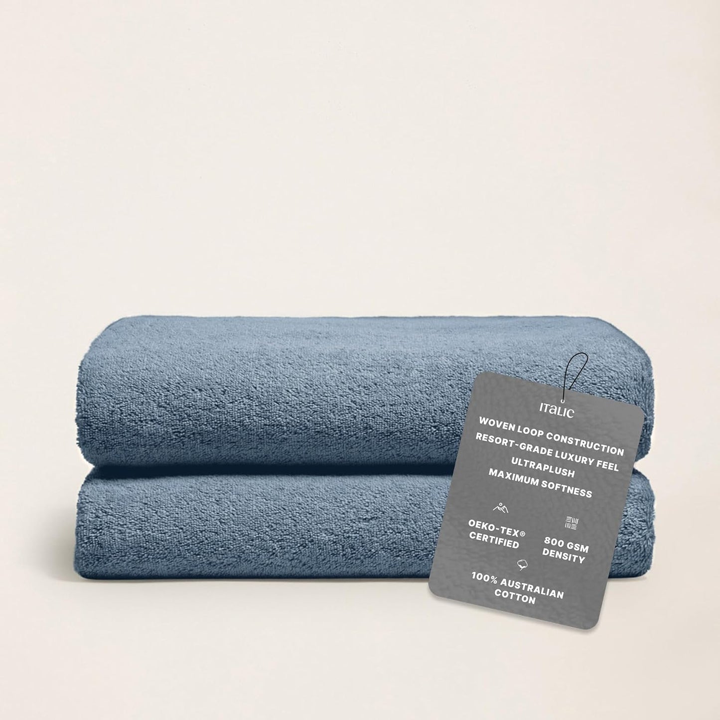 Italic Ultraplush 100% Australian Cotton Bath Sheets - Set of 2 Luxury Extra Large Heavy Duty Bath Sheets, 800GSM Plush and Absorbent for Hotels, Bath & Spa (Glacier)