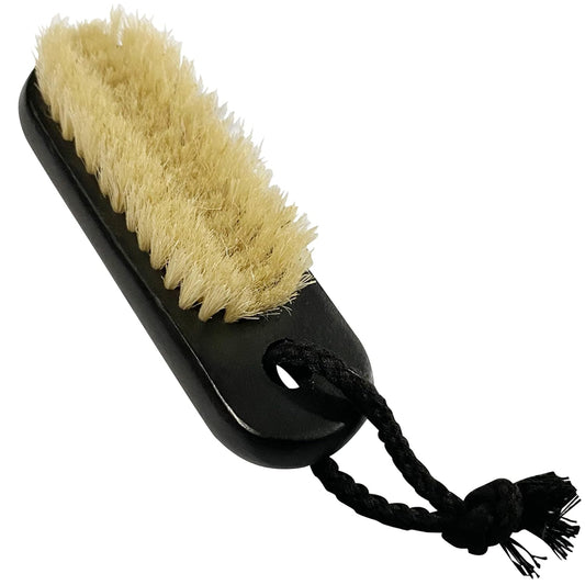 Coralpearl Wooden Nail Brush Cleaner Black X 1 in 100% Natural Boar Bristle for Cleaning Hand Finger Foot Toe, Fingernail Toenail Scrub Brush for Men Women Kids Manicure Pedicure Care (with Rope)