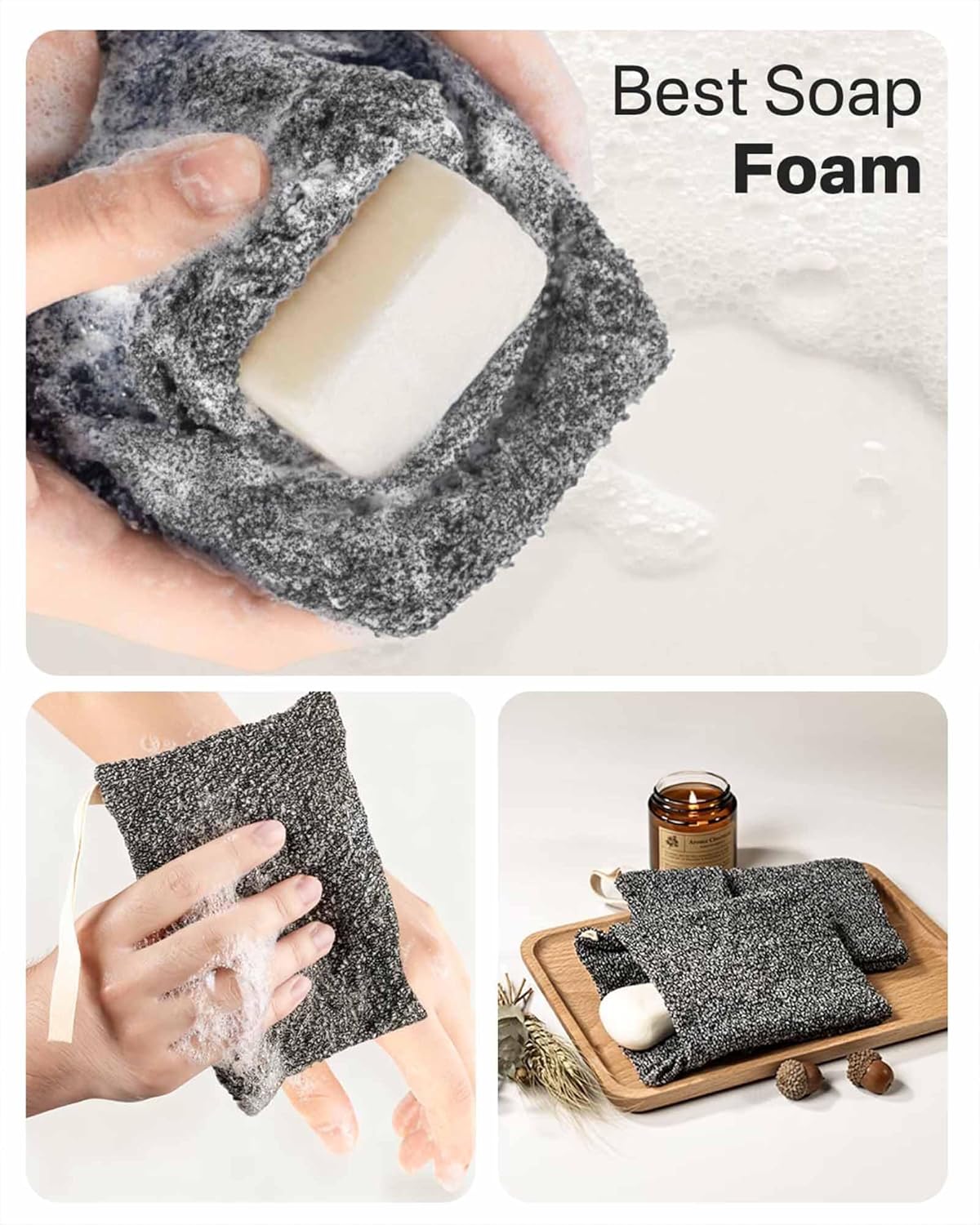 Yiclick Soap Savers for Bar Soap, Soap Bags for Soap Bars, Soap Loofah Pouch, Bar Soap Holder for Shower Bath, Soap Loofah Sponge, Soap Mesh Net Sock Exfoliating Body Scrubber Washcloth Cloth