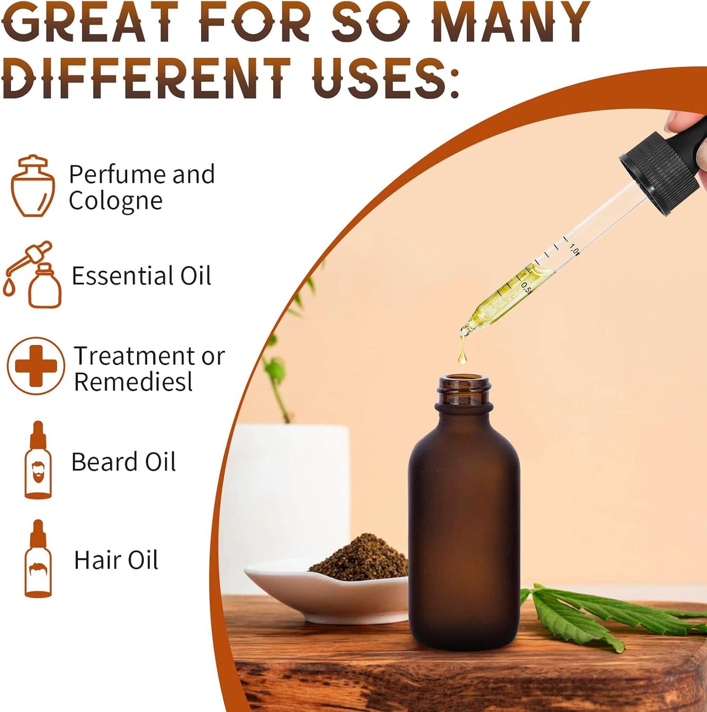 24 Pack Frosted Amber Dropper Bottles, 1oz/30ml Glass Tincture Bottles with Measured Eye Dropper, Leak Proof Travel Bottles for Essential Oils/Chemistry Lab Chemicals/Colognes & Perfumes