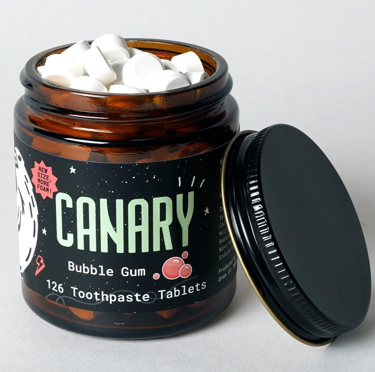 Canary Nano Hydroxyapatite Toothpaste Tablets Bubble Gum - Remineralizing, Fluoride Free, All Natural Tabs with Xylitol - Great for Kids, Plastic Free - 126 Count