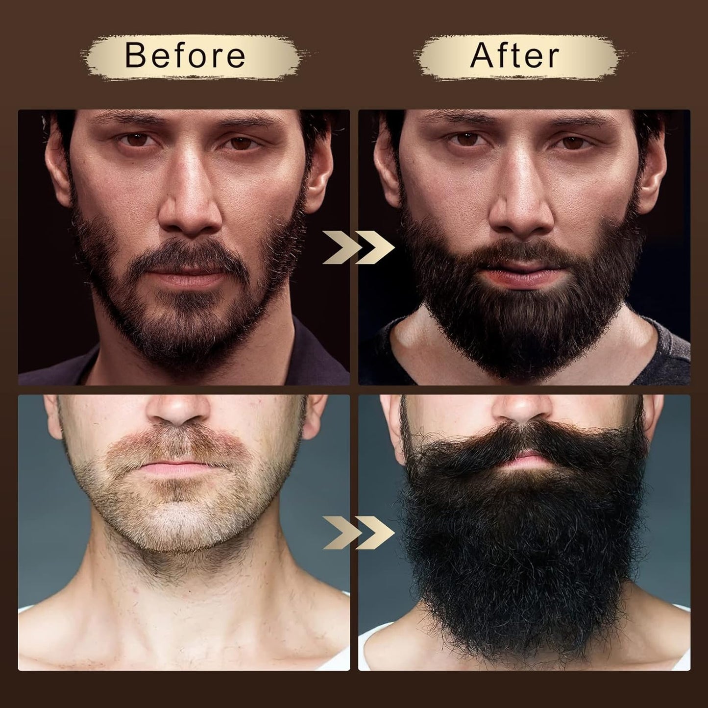 POP MODERN.C Beard Growth Kit Beard Grooming Kit 6pcs Beard Wash Shampoo Beard Oil Beard Balm Beard Comb Brush Scissors