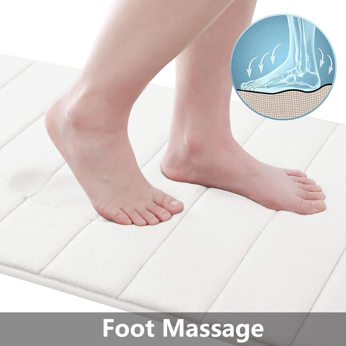 Buganda Memory Foam Bath Mat, 70" x 34", Ultra Soft and Non-Slip Bathroom Rugs, Water Absorbent and Machine Washable Bath Rug Runner for Bathroom, Shower, and Tub, Ivory