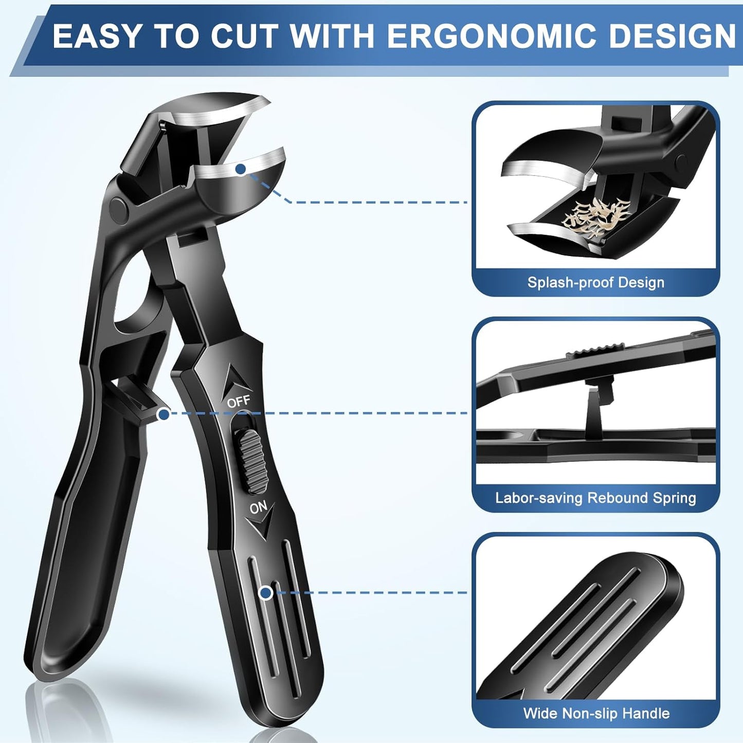 Toenail Clippers for Seniors Thick Toenails, Angled Head Long Handle Toe Nail Clippers for Men, Toenail Clippers for Thick Toenails with Wide Jaw, Heavy Duty Large Nail Cutter Gifts for Men Women