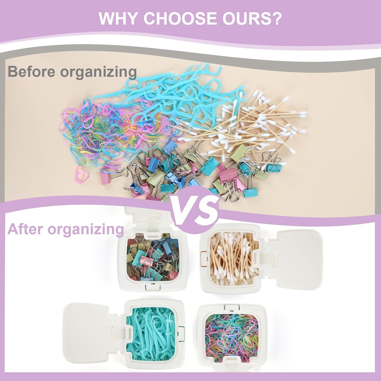 JGB Floss Pick Dispenser,2Packs Refillable Press Flip Floss Sticks Holder,Reusable Floss Pick Case For Cotton Swabs,Balls,Pads,Qtip - Square Storage Box For Home,Hotel,Office Organizers - White