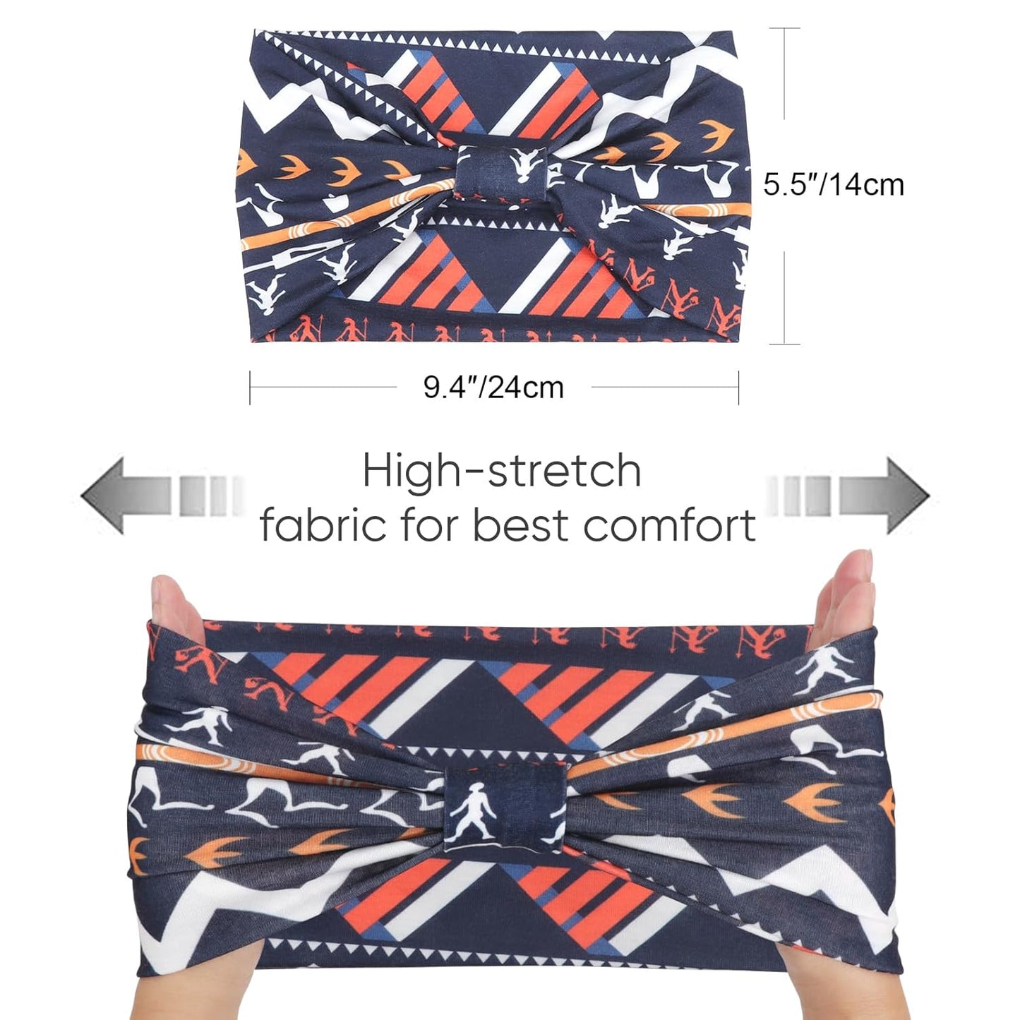 DRESHOW Wide Headbands for Women Knotted Turban HairBands Boho Head Bands for Women's Hair Non-Slip Yoga Workout Hair Accessories 4 Pack