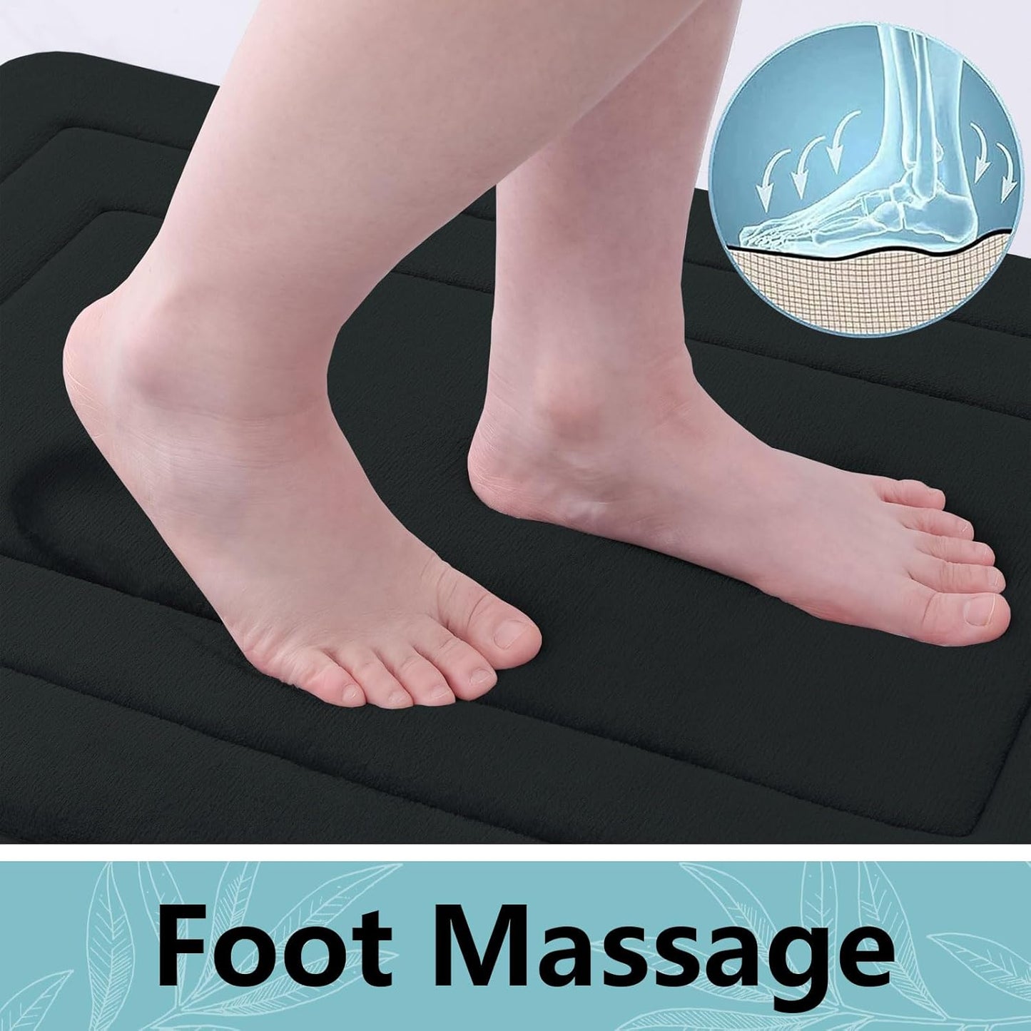 Arotive Memory Foam U-Shaped Toilet Rugs 24" x 20", Super Soft Absorbent Contoured Bathroom Rugs, Machine Washable Contour Bath Mats for Bathroom Toilet Base, Black