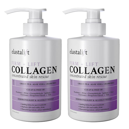Elastalift Collagen Cream Fragrance Free Body Lotion & Face Moisturizer For Women & Men | Collagen Lotion | Skin Tightening Cream | Skin Firming + Tightening Lotion | Crepey Skin Care Treatment, 2PC