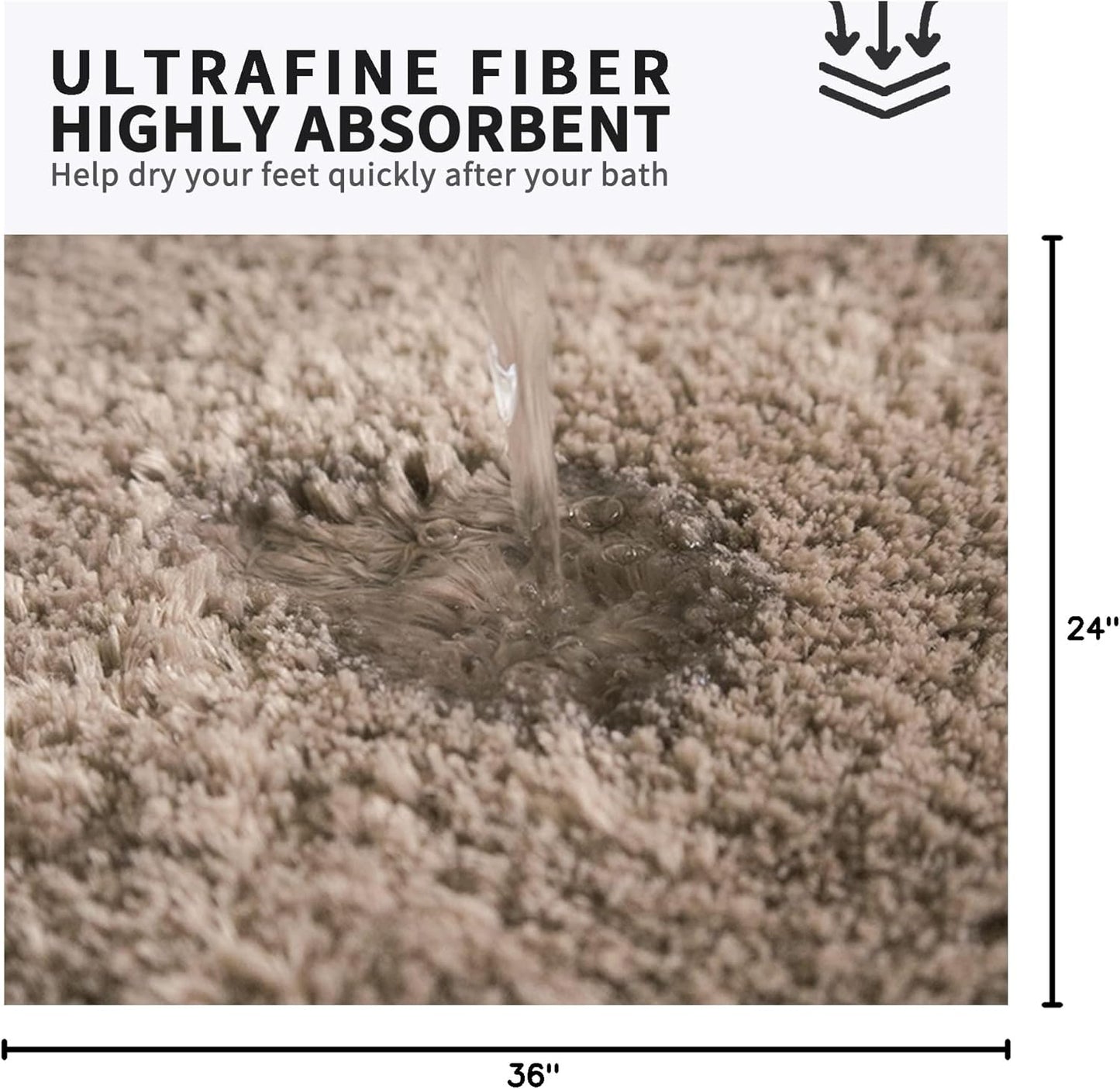 FIFU Bathroom Rugs 24" W x 36" L, Bath Mat for Bathroom, Bedroom, Laundry Room & Kitchen, Non-Slip Rubber Latex Backing, Extra Soft and Absorbent Microfiber Carpet, Machine Washable Rug, Beige