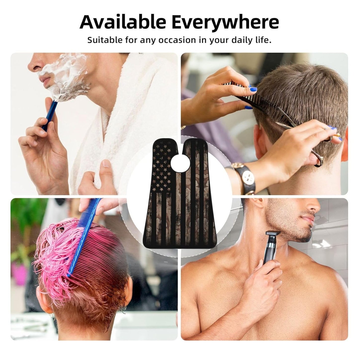 American Flag Beard Bib Apron, Beard Hair Catcher For Men Shaving, Waterproof With Suction Cups