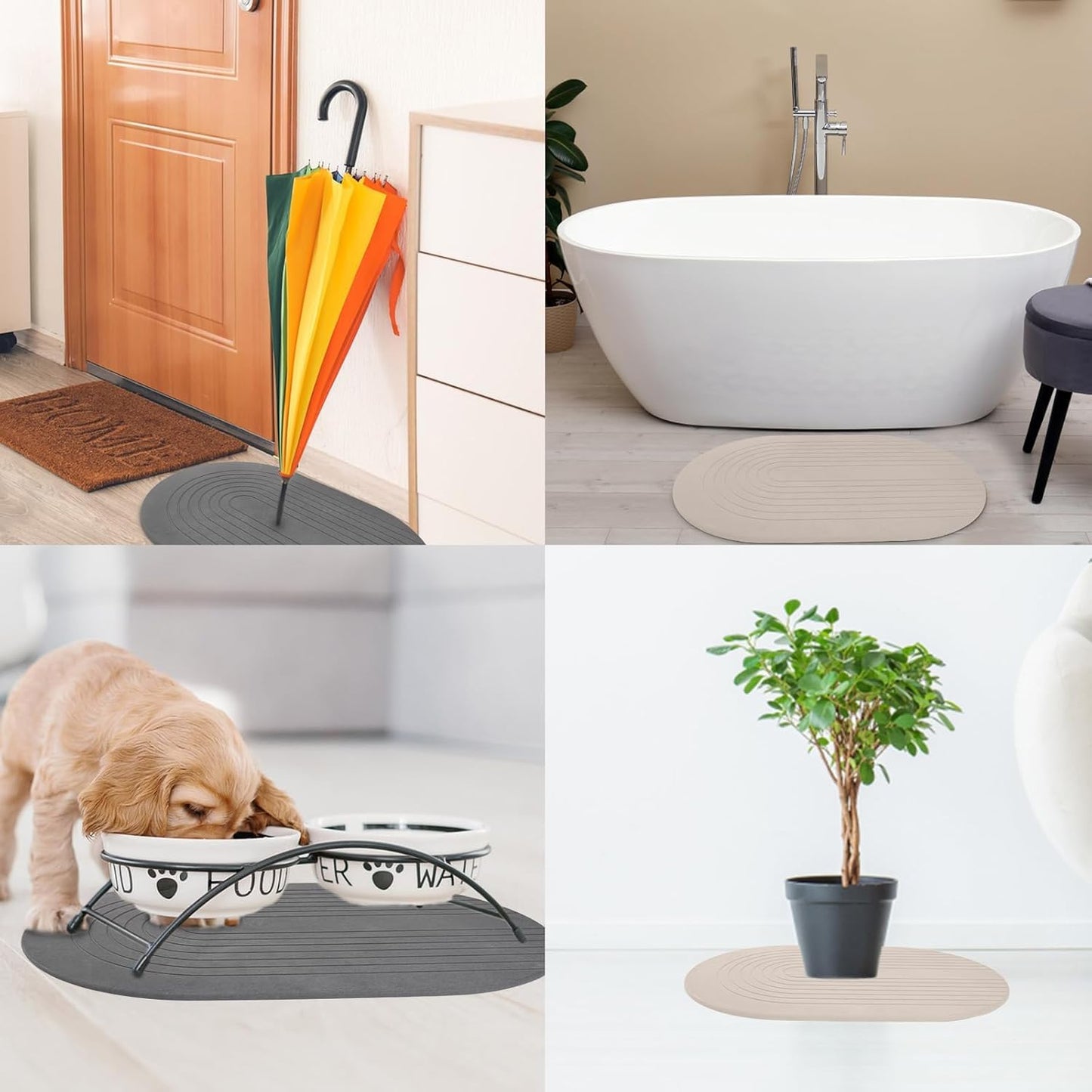 Elfcool Stone Bath Mat Diatomaceous Earth Shower Mat Non Slip Quick Dry Bath Stone Mat Super Absorbent Bathroom Floor Mat for Bathroom Kitchen Counter (Dark Grey)