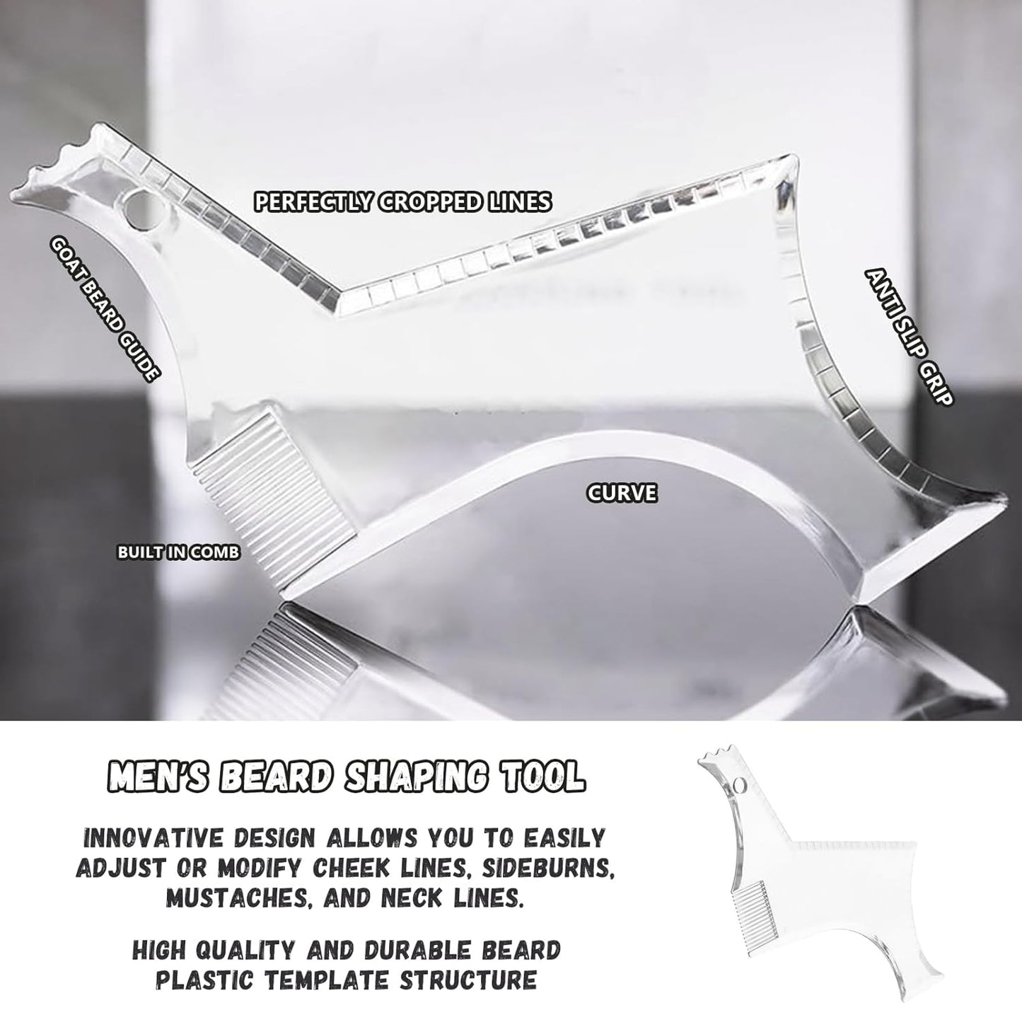 2-piece set Men's Beard Shaping Tool+Beard Bib，Non-Stick Material Beard Apron，for Styling and Trimming Black