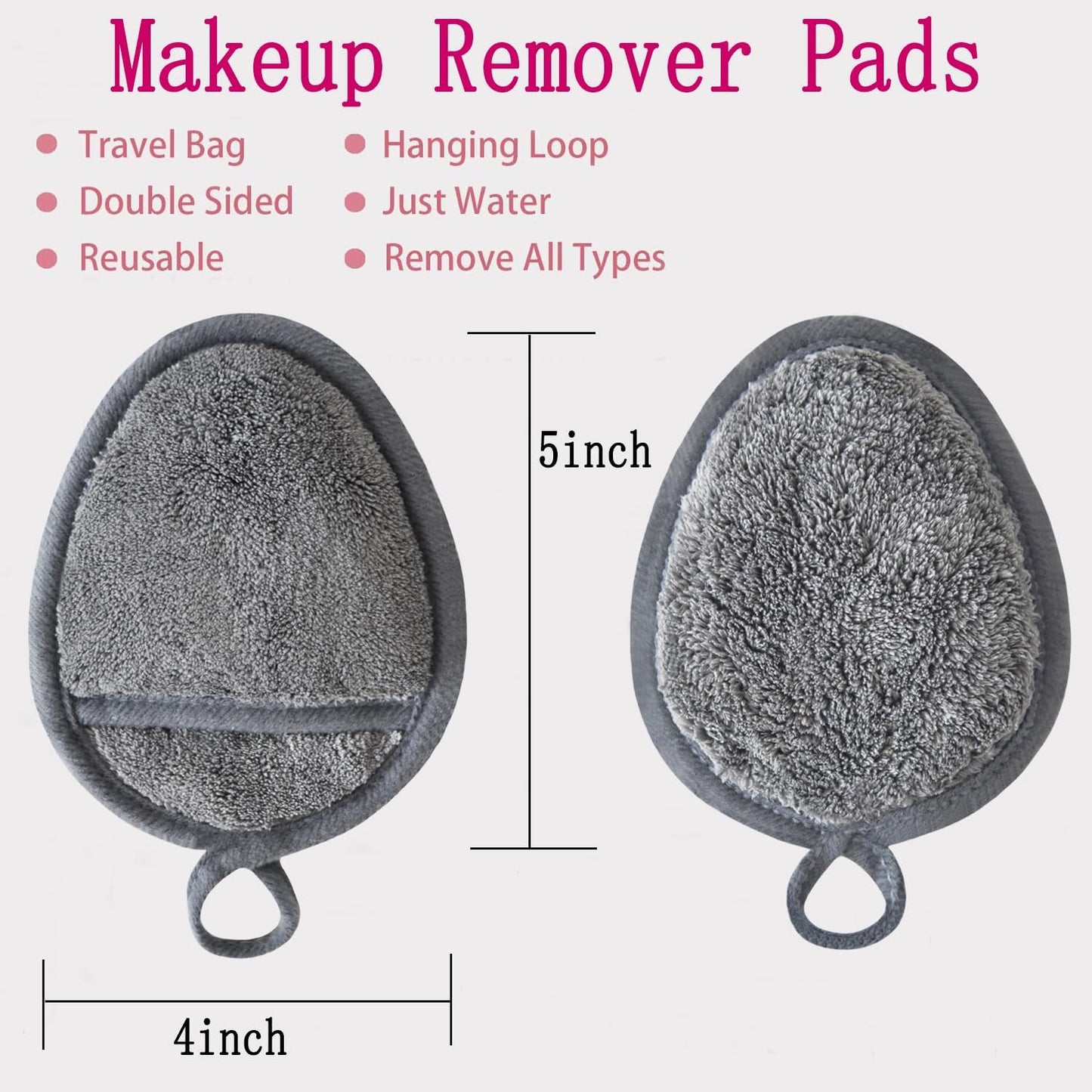Reusable Makeup Remover Pads Soft Makeup Remover Cloths Washable Facial Makeup Cleansing Pads for Face,Lip,Eyes 12PCS
