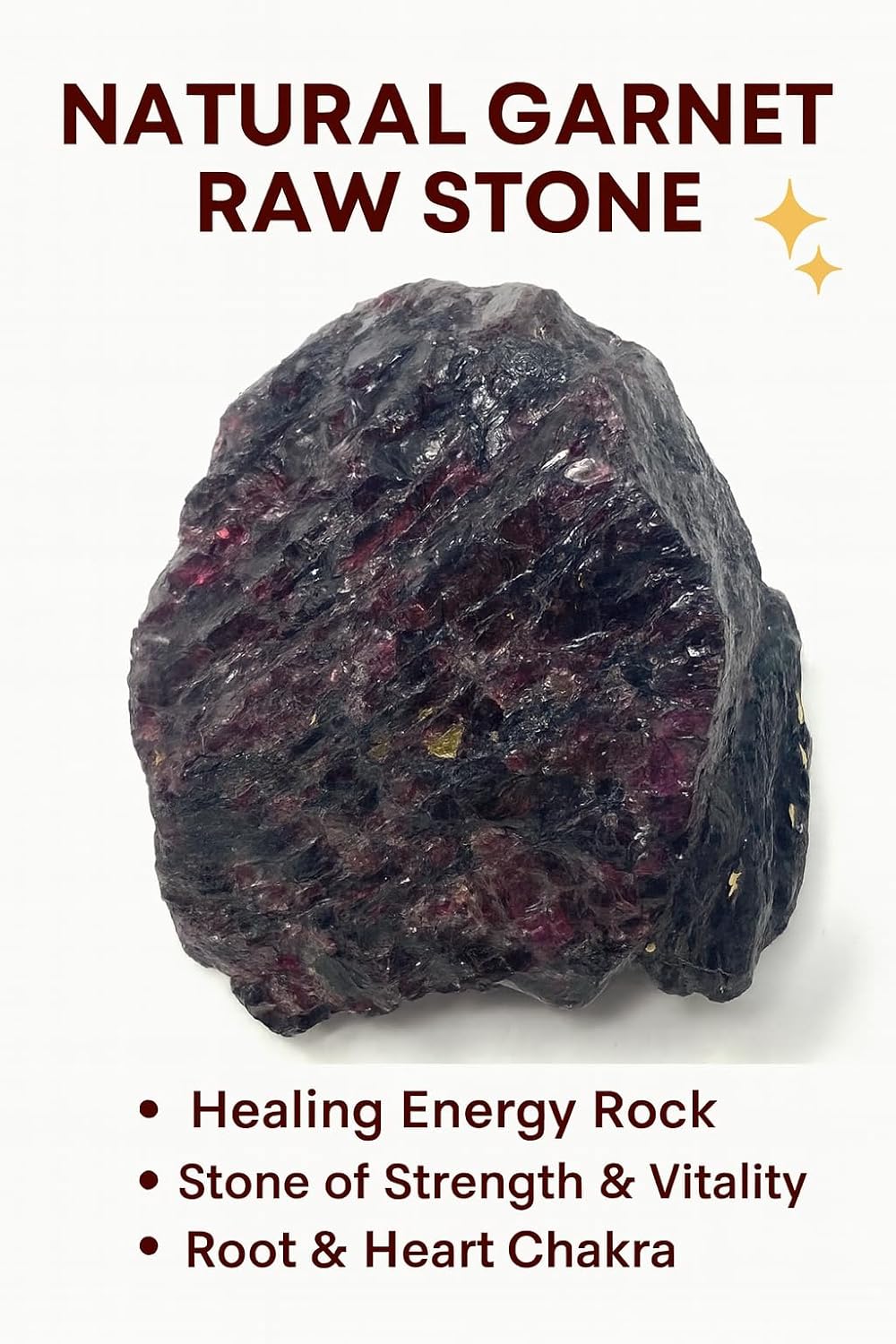 Natural Garnet Raw Crystal Stone – Healing Energy Rock for Reiki, Chakra Balancing, Meditation & Crystal Collection – Raw Garnet Mineral for Positive Energy, Strength & Vitality