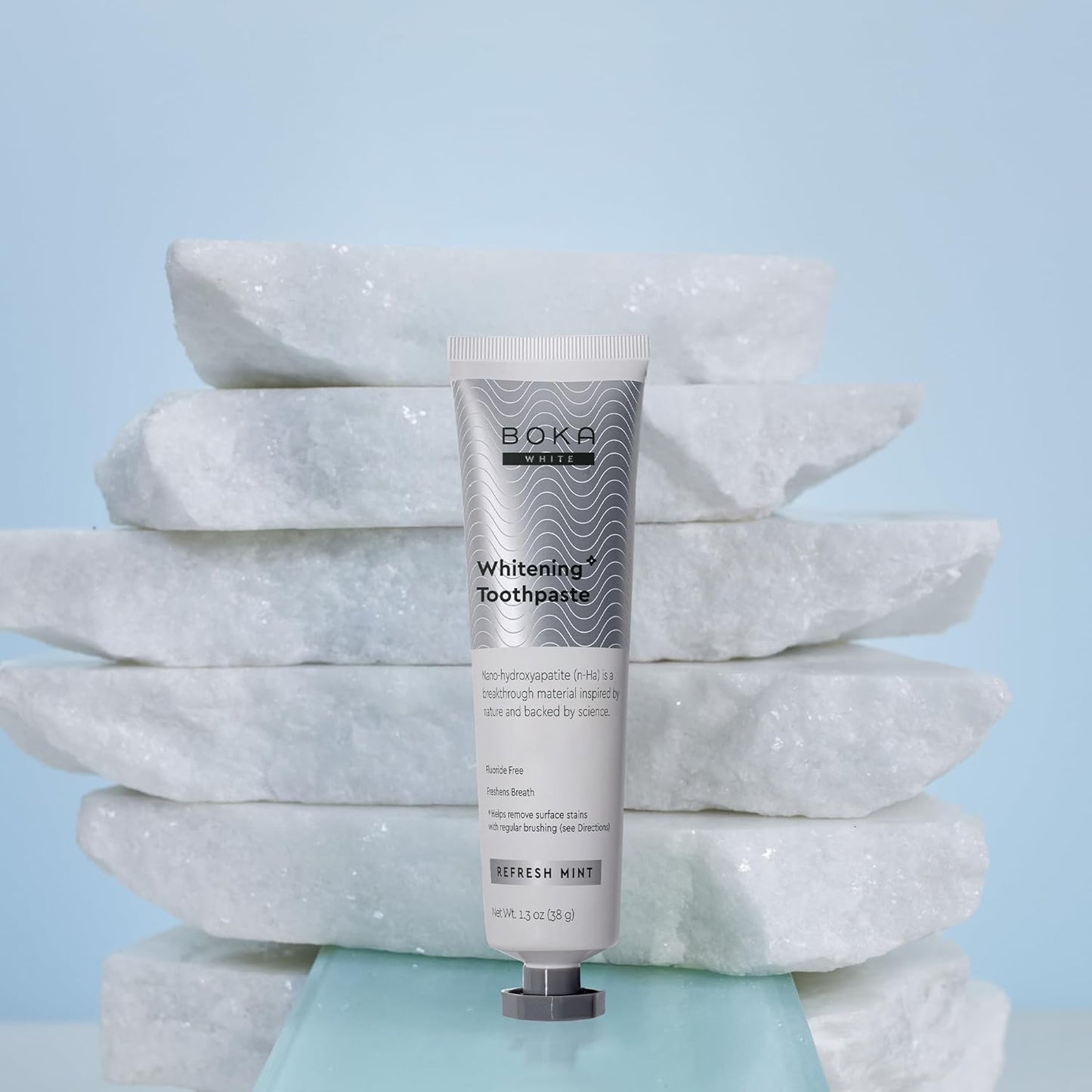 Boka Fluoride Free Toothpaste, Nano Hydroxyapatite Toothpaste, Appropriate for Sensitive Teeth, for Adult, Kids Oral Care - Whitening* Refresh Mint, 1.3 Fl Oz 2Pk US Manufactured