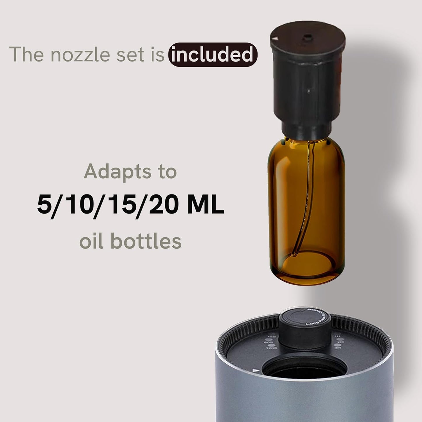 BlueHills Waterless Diffuser Cordless Car Essential Oil Aroma for Essential Oils Large Room Portable USB Travel Hotel Home Long Run Timer Compact Battery-Operated Small Diffusers - J02 Silver Gray