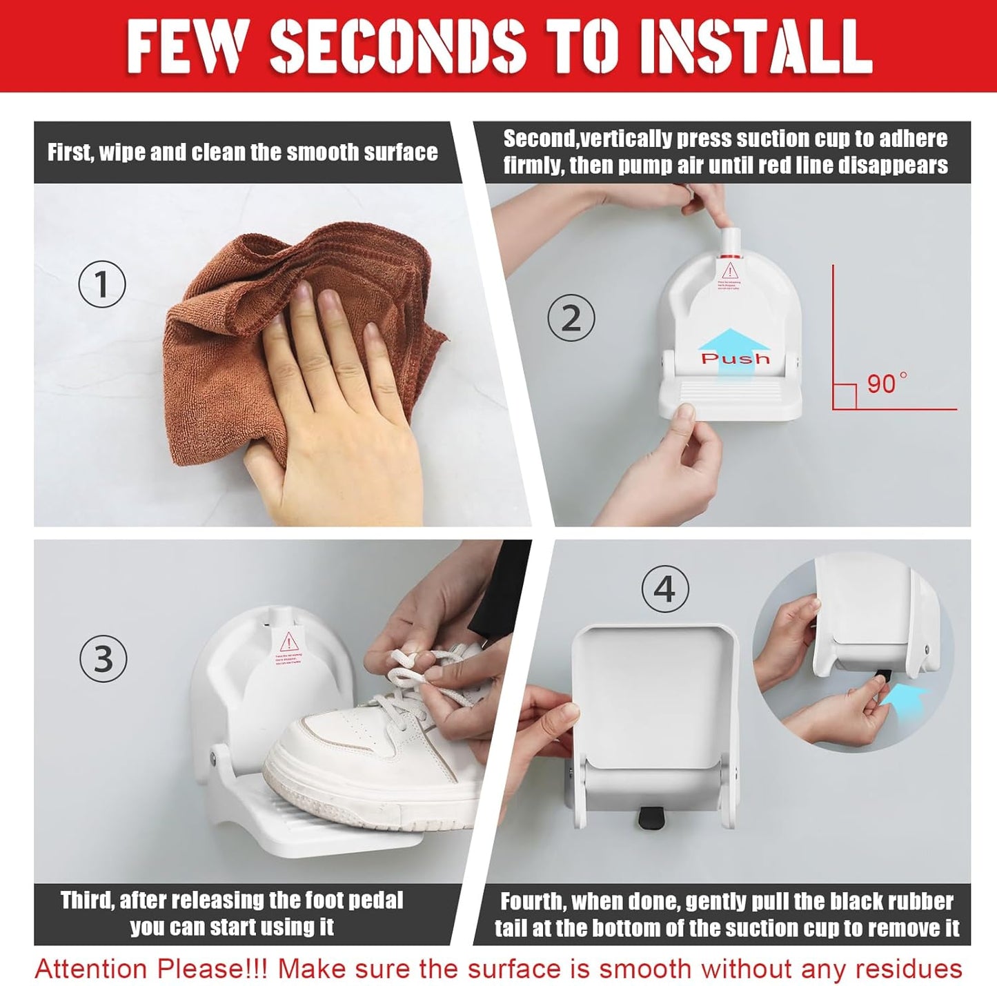 Suction Cup Shower Foot Rest for Shaving Legs, Foldable Shower Step Foot Rest Tool Stand to Shave Legs, Anti-Slip Shower Ledge Leg Shaving Shelf