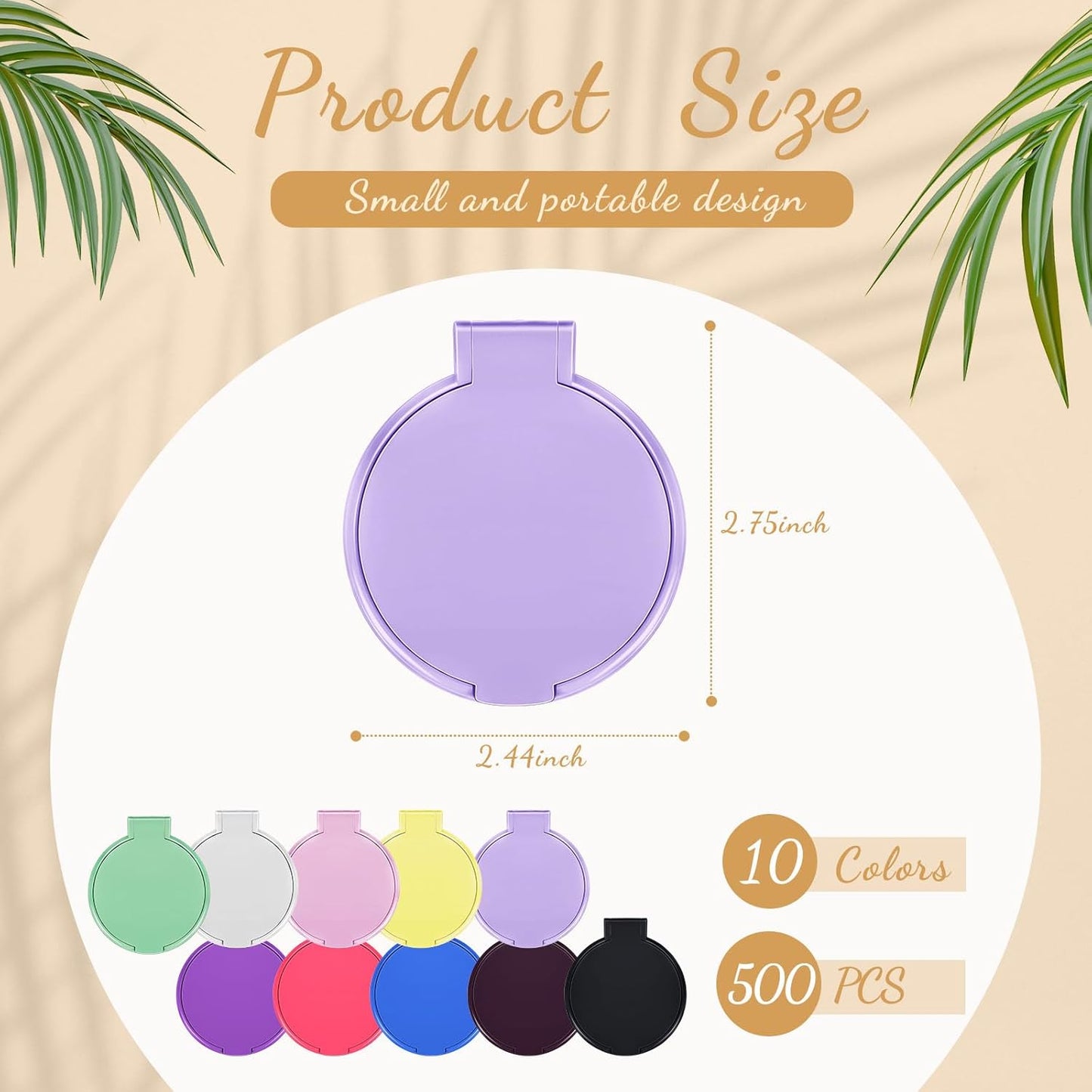 Juexica 500 Pcs Compact Mirror Bulk for Women Mini Folding Mirror Portable Pocket Makeup Round Small Vintage Travel for Cosmetic Purse Bag Gifts Mom Daily Use (Classic Colors)