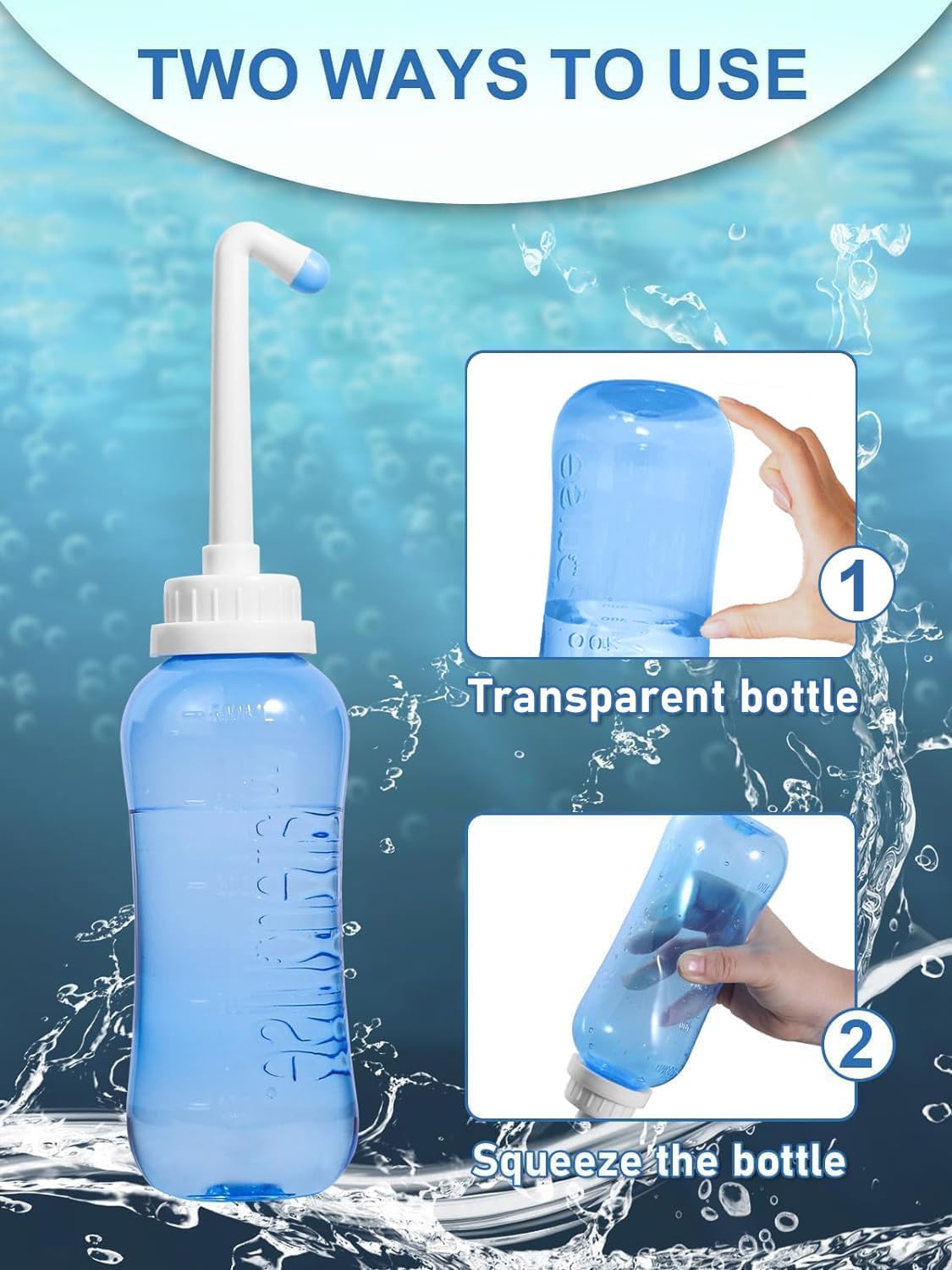 Peri Bottle for Postpartum Travel Bidet - Perineal Care,Portable Travel Squeeze Bottle Bidet for Women Personal Hygiene Cleaning,2 Tubes for Baby Mom After Birth Cleansing and Recovery 16.9OZ(Blue)