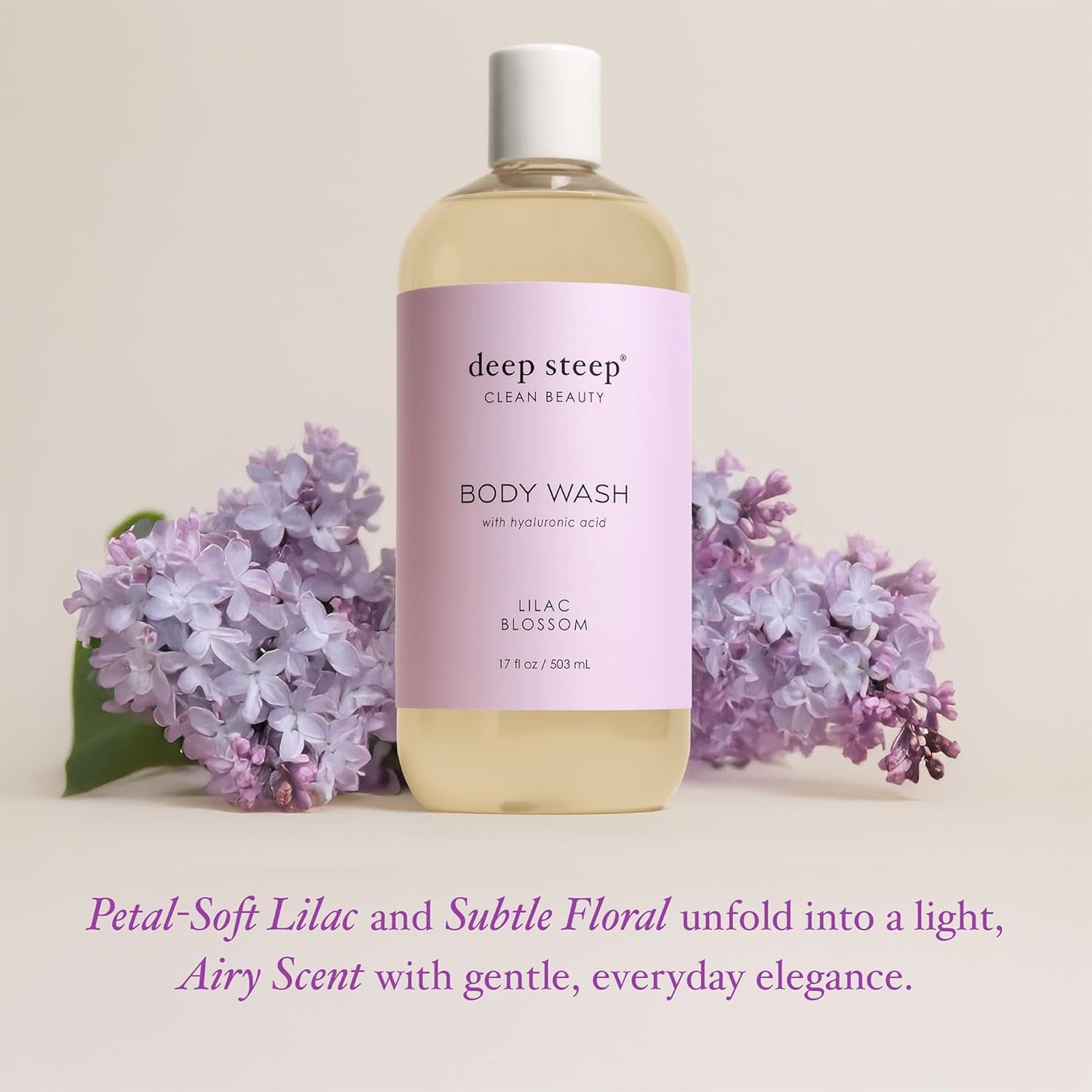 Deep Steep Body Wash, Lilac Blossom, 17 oz – Hydrating Shower Gel with Hyaluronic Acid, Shea Butter, Aloe Vera & Argan Oil – Vegan, Clean Beauty, Clean & Refreshed Skin