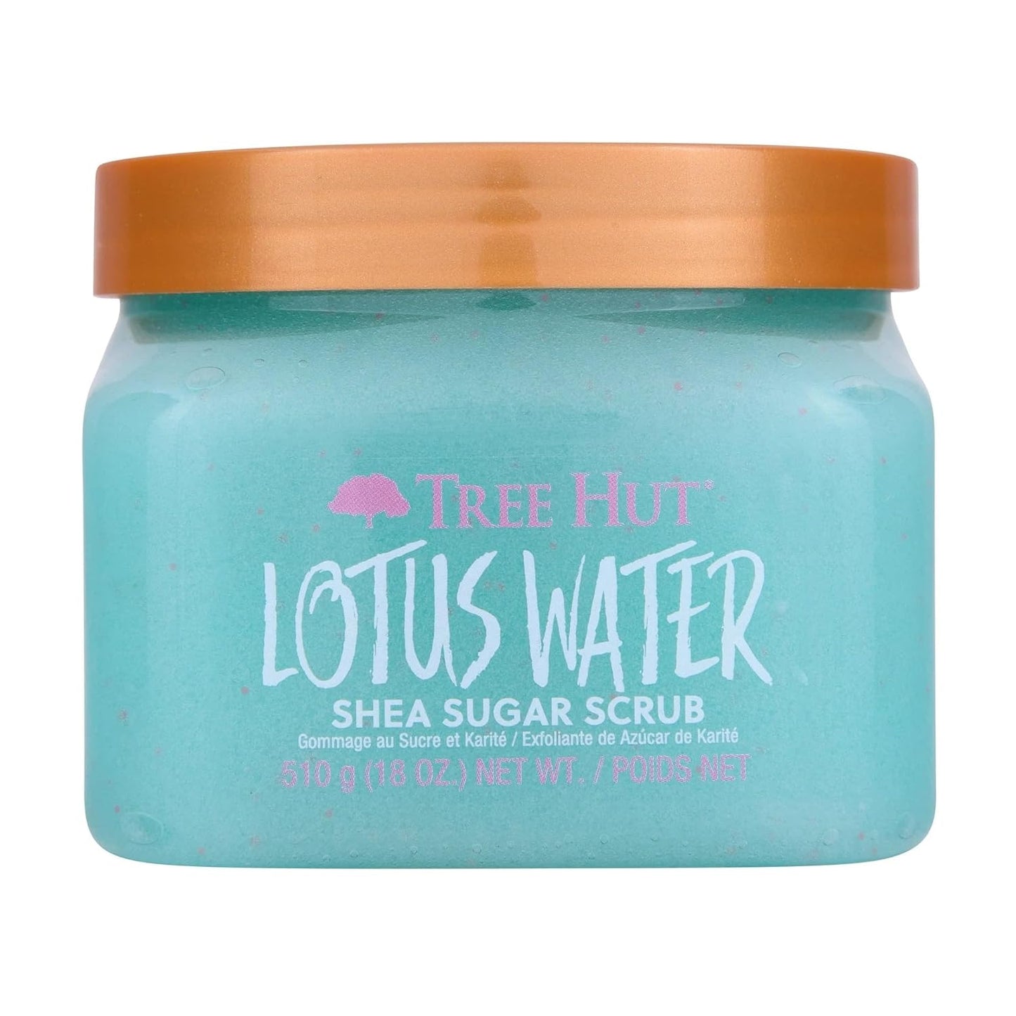 Tree Hut Lotus Water Shea Sugar Scrub, Exfoliating, Hydrating & Moisturizing Body Scrub with Shea Butter & Nourishing Essential Oils, Smooth & Soften Skin, 18 oz