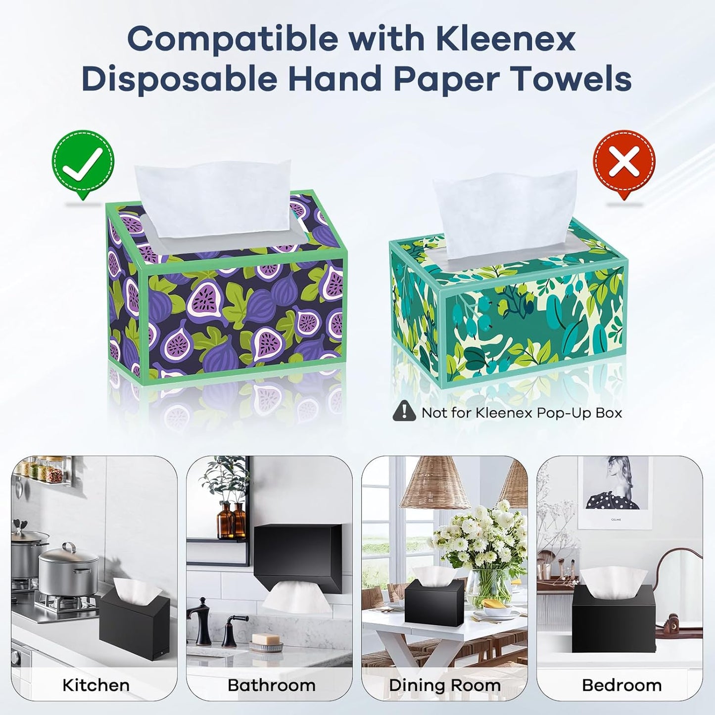 Acrylic Hand Towel Box Cover Compatible with Kleenex Disposable Hand Towels Wall-Mounted Paper Towel Dispenser Suitable for Tabletop, Bathroom, Car, and Office Use (Black)