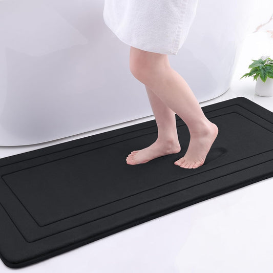 Arotive Memory Foam Bathroom Rug Mat 54x24, Ultra Soft and Absorbent Bath Mat, Machine Wash Dry, Comfortable Bath Rug Carpet for Bathroom Floor, Tub and Shower, Black