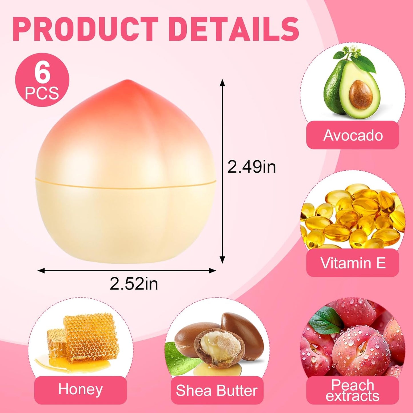 6 Pack Moisturizing Hand Cream Set, Small Gifts for Women, Bulk Hand Lotion for Dry Cracked Hands, Teacher Appreciation Gifts, Bridesmaid Gifts, Bridal Shower Gifts and Birthday Gifts, 1.06 Oz (Peach)