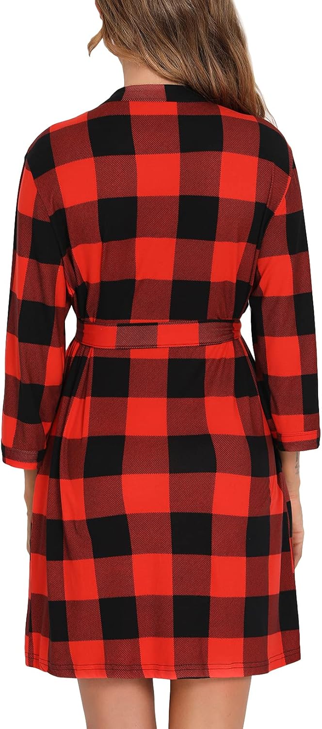 Samring Women's Lightweight Robe Soft Kimono Robes Short Bathrobe for Women Sleepwear