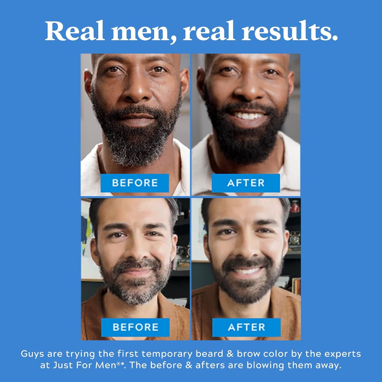 Just for Men 1-Day Beard & Brow Color, Temporary Color for Beard and Eyebrows, For a Fuller, Well-Defined Look, Up to 30 Applications, Black