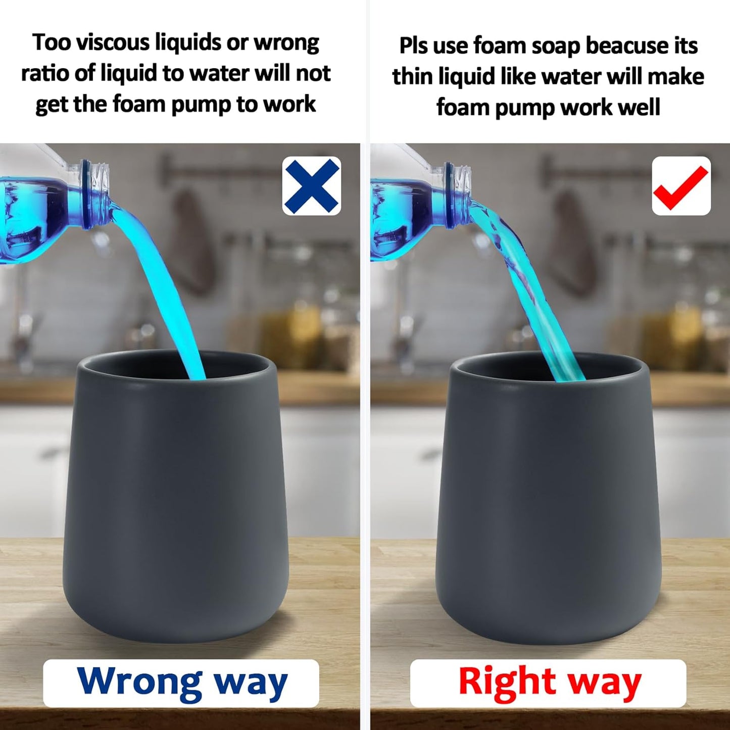 Soap Foaming Dispenser Ceramic with Easy-to-Press Pump Hand Foam Dispenser for Shampoo Bathroom Kitchen 12 oz