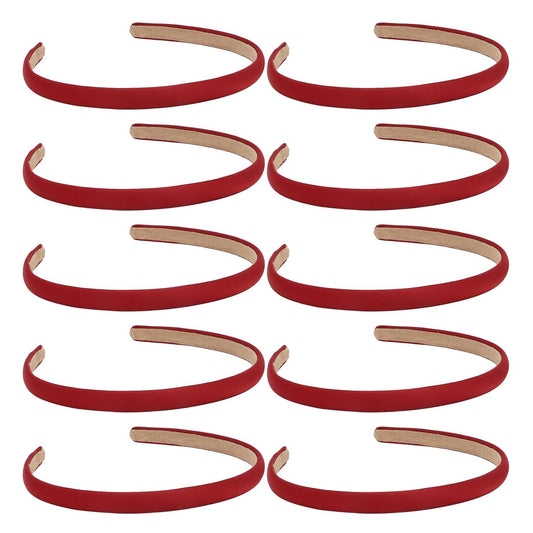 Wecoe Red Narrow Satin Headbands, 10pcs Non Slip Fashion Hair Bands for Women & Girls' Hair - Holiday & DIY Costume Accessories