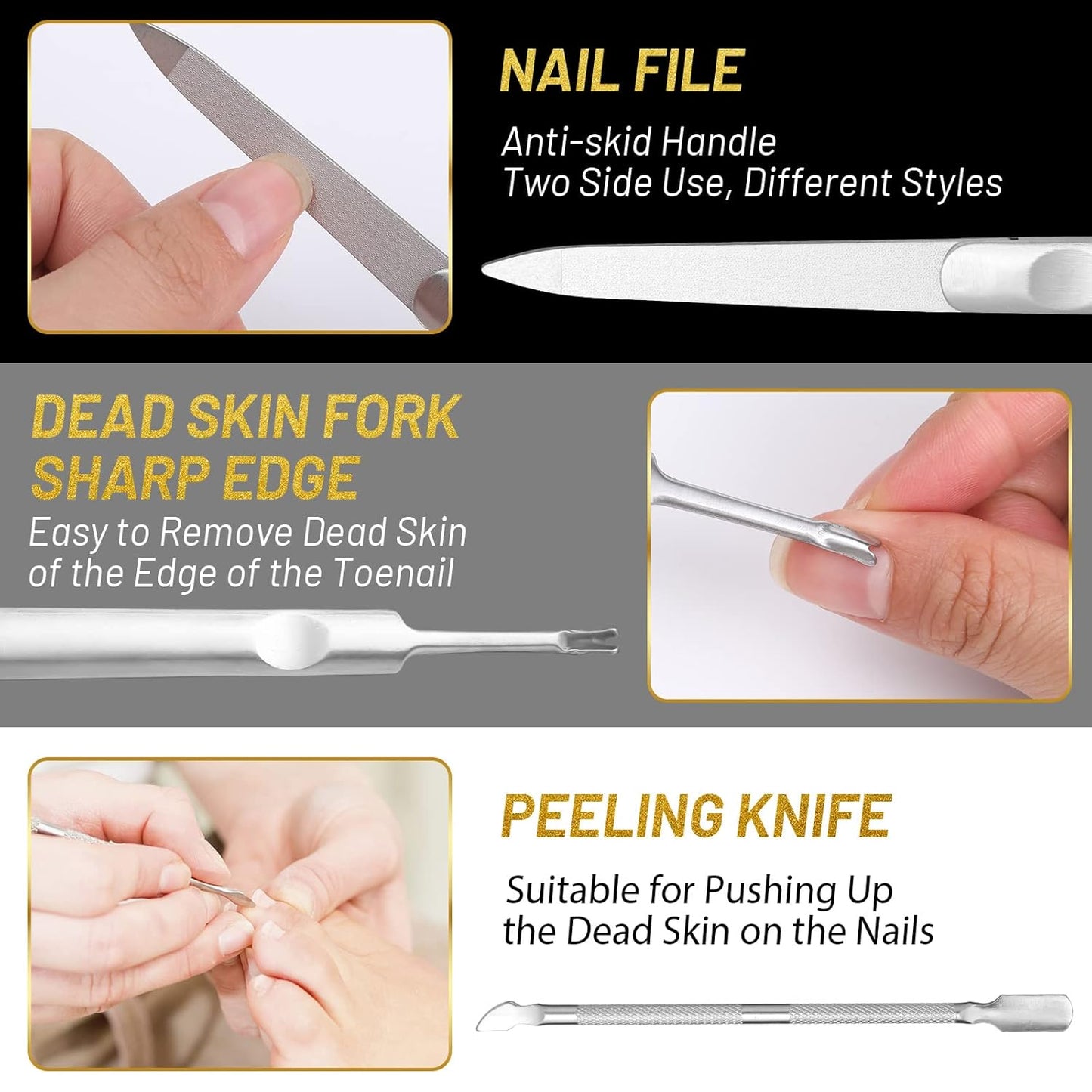 10 PCS Toenail Clippers Tool Kit, Modacraft Professional Podiatrist Nail Clippers Set for Thick & Ingrown Toenails Corrector Treatment, Wide Jaw Opening Nail Clippers Set for Seniors Pedicure, Unisex