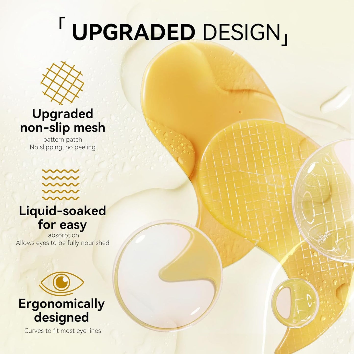 BREYLEE 24K Gold Eye Masks - 60 Pcs, Retinol & Caffeine Under Eye Patches for Reduce Fine Lines & Wrinkles, Puffy Eyes and Dark Circles Treatments, Improve and Firm Eye Skin