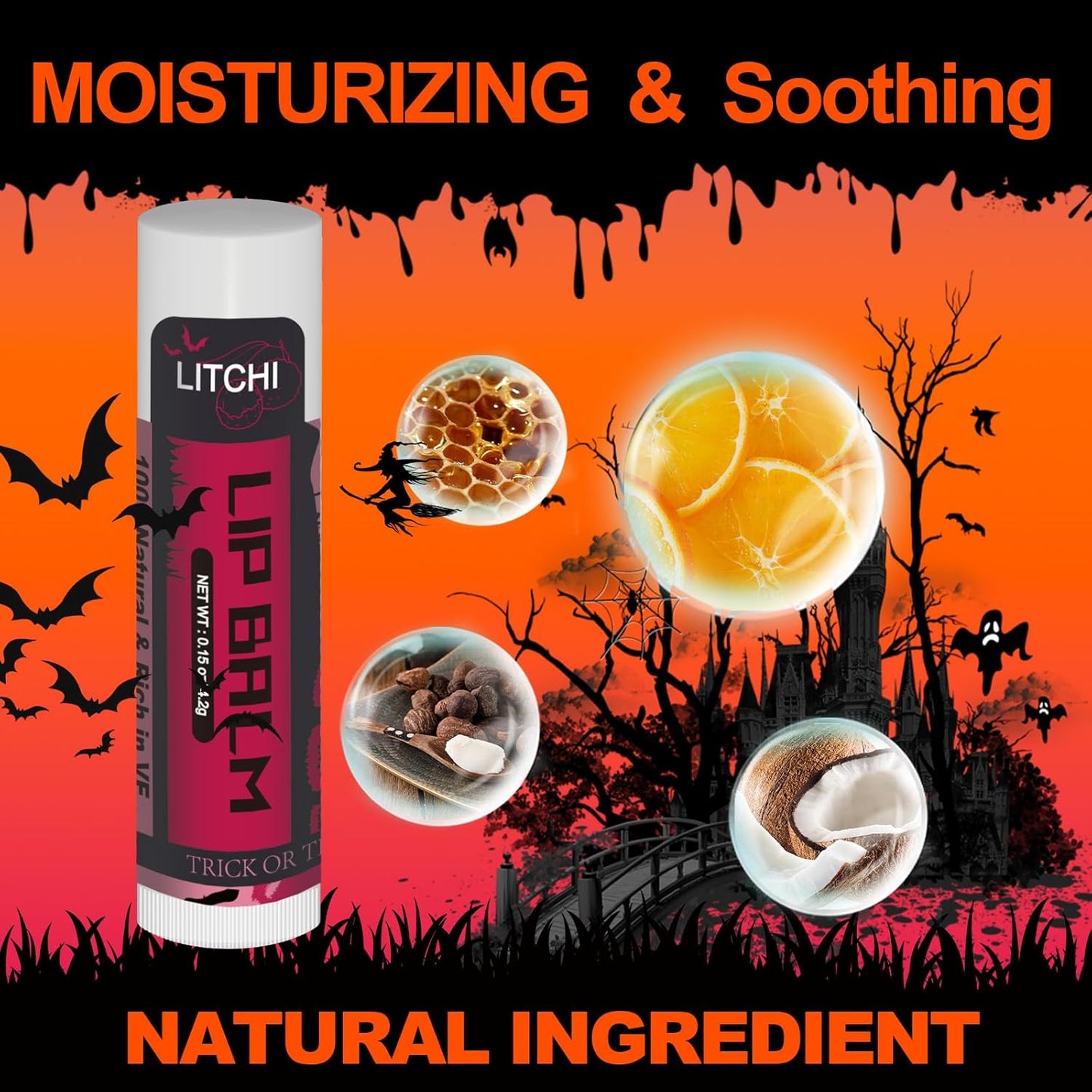 Yopela 19 Pack Halloween Lip Balm Party Favors, Lip Care Set with Vitamin E & Coconut Oil to Moisturize Repair Dry Chap Lips, 18 Flavors,Perfect for Trick-or-Treat Gifts or Goodie Bag Stuffers