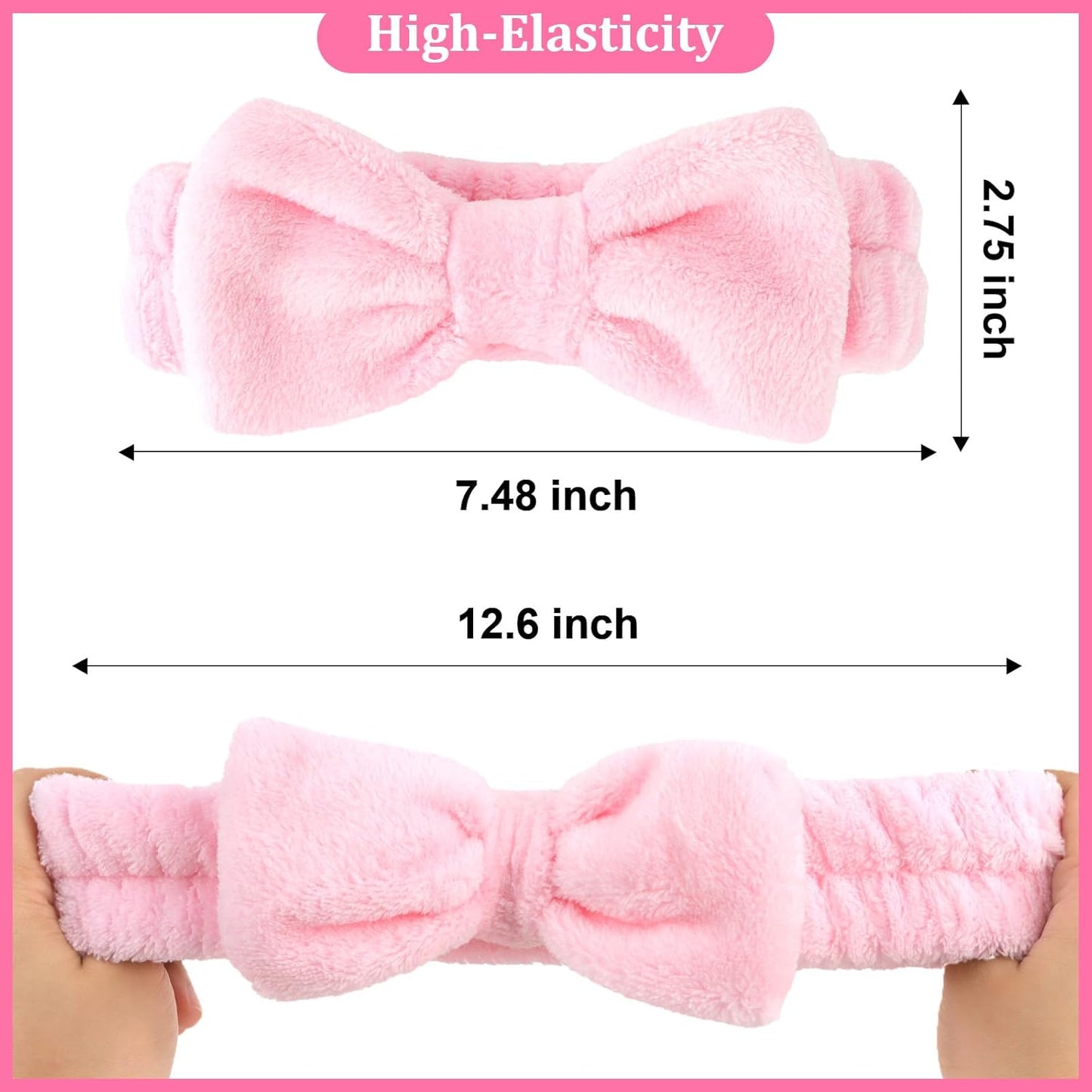 Ondder 8 Pcs Pink Spa Headband Microfiber Makeup & Face Wash Headbands for Women, Facial Skincare, Yoga, Exercise, Including Hair Bands & Head Bands