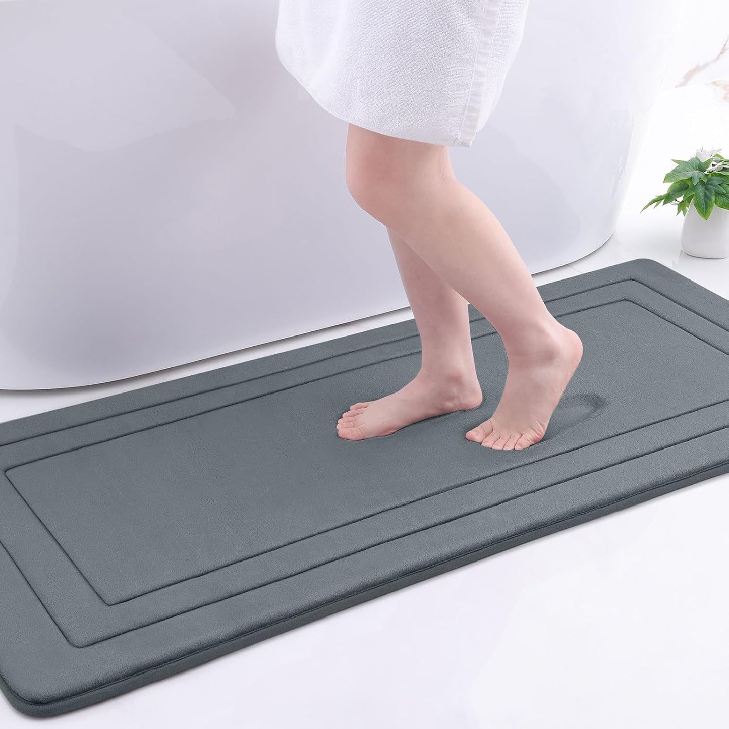 Arotive Memory Foam Bathroom Rug Mat 54x24, Ultra Soft and Absorbent Bath Mat, Machine Wash Dry, Comfortable Bath Rug Carpet for Bathroom Floor, Tub and Shower, Dark Grey