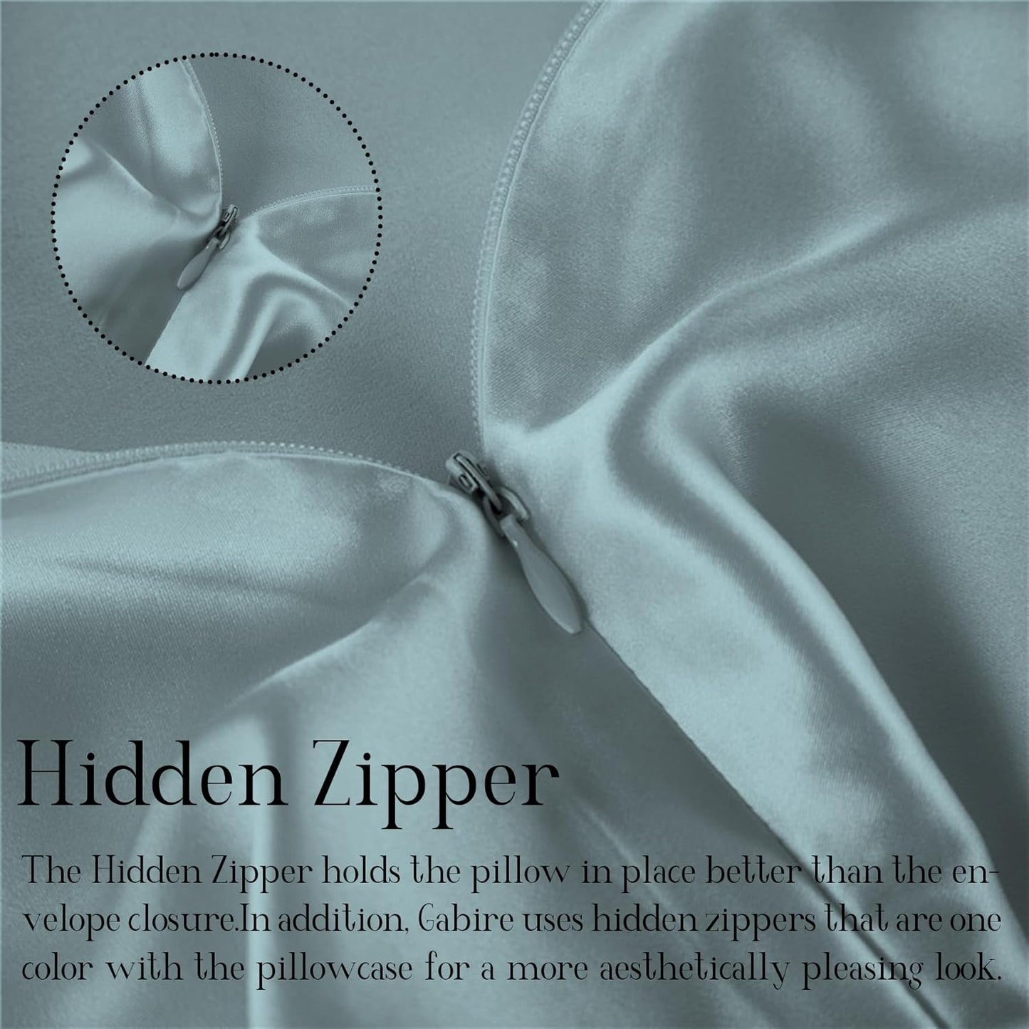 Mulberry Silk Pillowcase for Hair and Skin Prevent Acne Pillowcase Both Sides Real Silk Pillowcases Organic Silk Pillow Cases with Hidden Zipper, Haze Blue, Standard (20"×26")