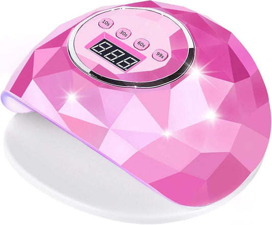 AIJIMEI Diamond Purple Nail Lamp Nail Dryer Nail Tools LED Gel Nail Lamp 86W Gel Nail Light Nail Polish Dryer for Professional and Beginner (Rosepink)