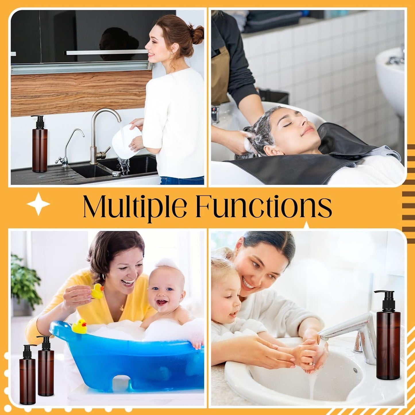 Thyle 20 Pcs Plastic Pump Dispenser Bottle 8 oz Refillable Plastic Bottles Bulk Lotion Container Travel Lock Empty container for Shampoo Massage Oil Dispensing(Brown)