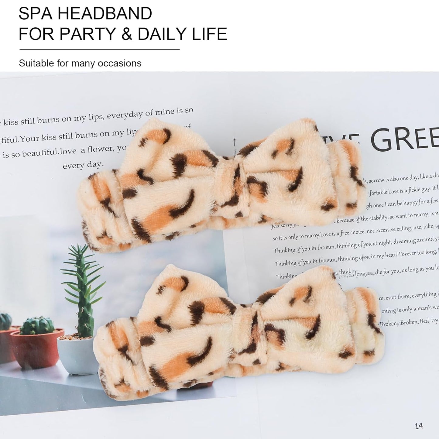 CIEHER Leopard Print Spa Headbands - 8pc Set for Women & Girls, Bachelorette Party, Skincare & Makeup