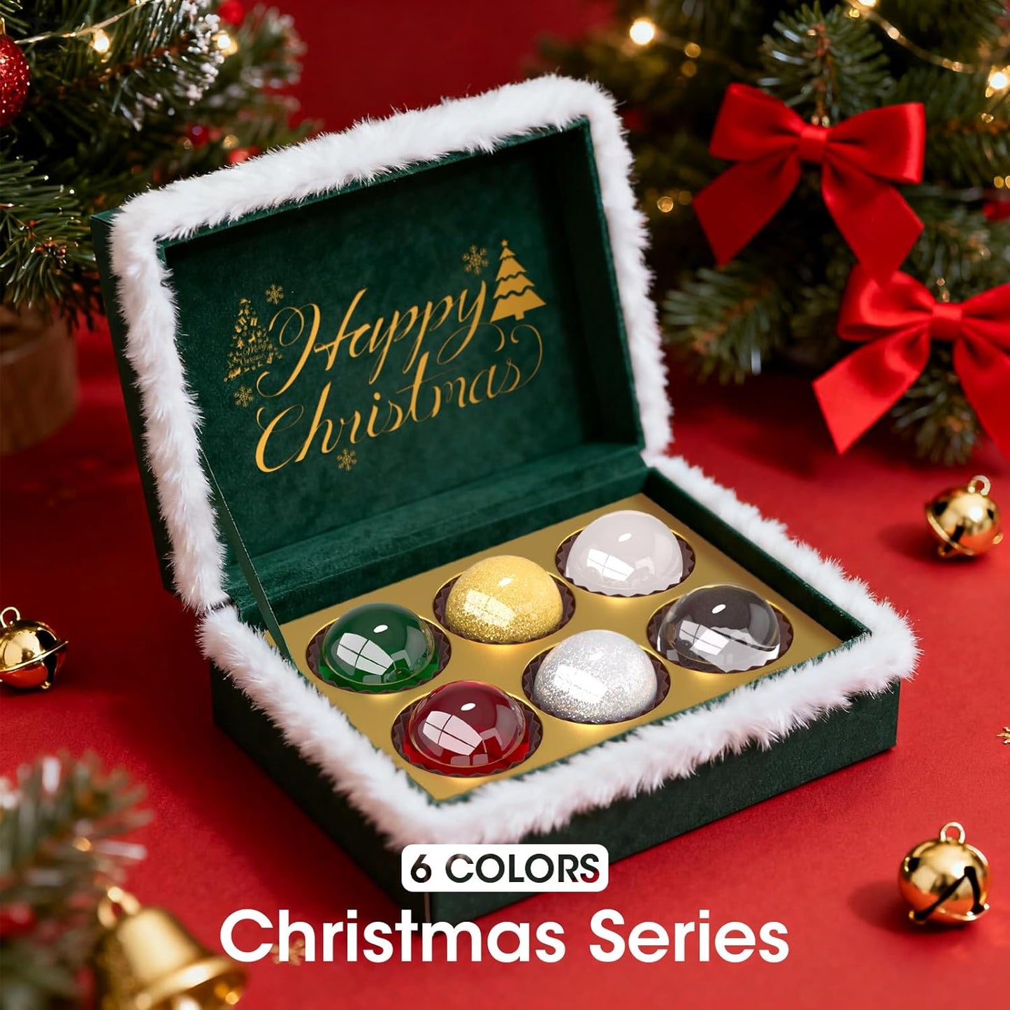 Gellen Christmas Nail Polish With Base Top Coat, Winter Air Dry Regular Nail Lacquer Polish Red Green Gold Silver Glitter 4-Color Set, For Finger Toe Nails Home Salon, Not UV Gel, Hema Free, Non-toxic