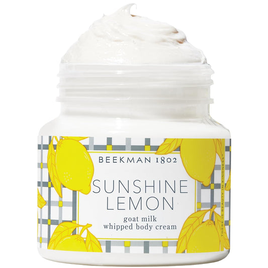 Beekman 1802 Sunshine Lemon Whipped Body Cream - Scented - 8 oz - Moisturizes, Soothes, & Softens - With Coconut Oil and Mango Seed Butter - No Irritation - Good for Sensitive Skin